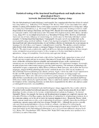 Statistical Testing of the Functional Load Hypothesis and Implications for Phonological Theory Keywords: Functional Load, Merger, Language Change