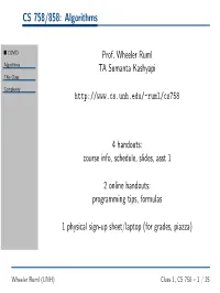 CS 758/858: Algorithms