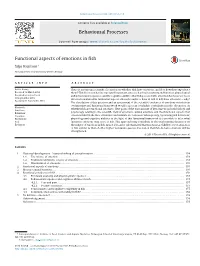 Functional Aspects of Emotions in Fish