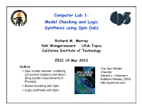 Model Checking and Logic Synthesis Using Spin (Lab)