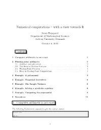 Numerical Computations – with a View Towards R
