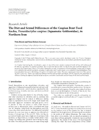 The Diet and Sexual Differences of the Caspian Bent-Toed Gecko, Tenuidactylus Caspius (Squamata: Gekkonidae), in Northern Iran