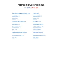 A320 TECHNICAL QUESTIONS (910) Last Updated 17Th Feb 2019