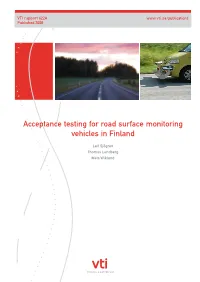 Acceptance Testing for Road Surface Monitoring Vehicles in Finland