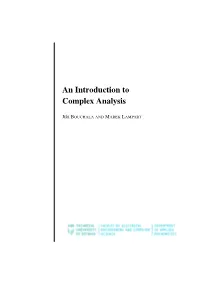 An Introduction to Complex Analysis