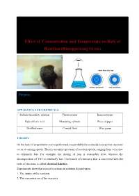 CEAC 104 GENERAL CHEMISTRY Experiment 4 Effect of Concentration and Temperature on Rate of Reaction (Dissappearing Cross)