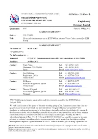 Draft LS on Call for Comments on an IETF WG on Internet Video Codec