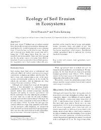 Ecology of Soil Erosion in Ecosystems