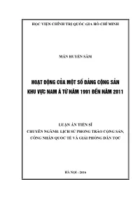 Luận Án Tiến Sĩ Chuyên Ngành: Lịch Sử Phong Trào Cộng Sản, Công Nhân Quốc Tế Và Giải Phóng Dân Tộc