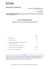 Provisional List of Participants