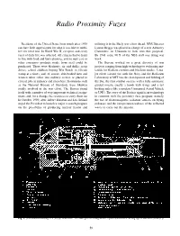 Radio Proximity Fuzes