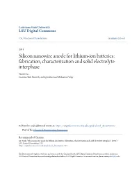 Silicon Nanowire Anode for Lithium-Ion Batteries