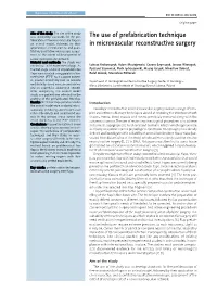 The Use of Prefabrication Technique in Microvascular Reconstructive Surgery 547