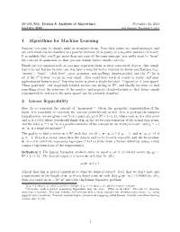 1 Algorithms for Machine Learning 2 Linear Separability