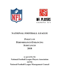 2018 Policy on Performance-Enhancing Substances