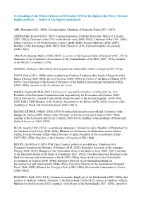 A Rereading of the Werner Report of 8 October 1970 in the Light of the Pierre Werner Family Archives — Index of Key Figures Mentioned