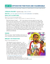 Cst 101 Option for the Poor and Vulnerable