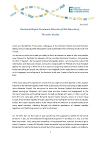 Horizontal Equal Treatment Directive (Fifth Directive) – the State of Play