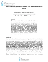 Institutional Capacity and Performance in Water Utilities in the North of Mexico