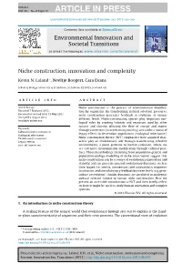 Niche Construction Theory (NCT) Emphasizes How Acquired Char