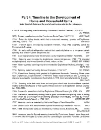 Part 4. Timeline in the Development of Home and Household Items Note: the Italic Letters at the End of Each Entry Refer to the References