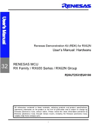 Renesas RX62N RDK User's Manual