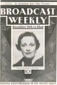 BROADCAST WEEKLY (Pollmi!Illy RADIOCAST WEBKLY· • BSTABLISHED 19N AS BROADCAST PROGRAM)