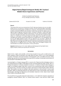 Digital Native/Digital Immigrant Divide: EFL Teachers' Mobile