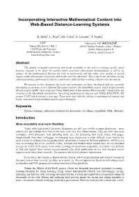 Incorporating Interactive Mathematical Content Into Web-Based Distance-Learning Systems
