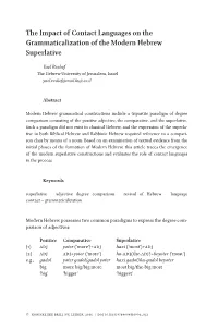 The Impact of Contact Languages on the Grammaticalization of the Modern Hebrew Superlative
