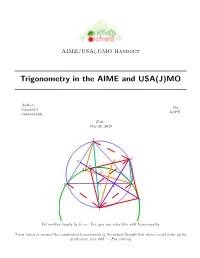 Trigonometry in the AIME and USA(J)MO