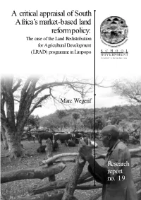 A Critical Appraisal of South Africa's Market-Based Land Reform Policy