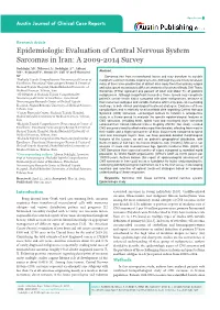 Epidemiologic Evaluation of Central Nervous System Sarcomas in Iran: a 2009-2014 Survey