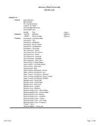 Jackson State University Vendor List
