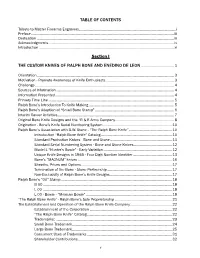 TABLE of CONTENTS Section I the CUSTOM KNIVES of RALPH