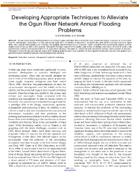 Developing Appropriate Techniques to Alleviate the Ogun River Network Annual Flooding Problems S.O.OYEGOKE, A.O