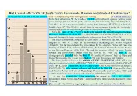 Did Comet HEINRICH-Swift-Tuttle Terminate Roman and Global Civilization? [ROME’S POPULATION CATASTROPHE: G