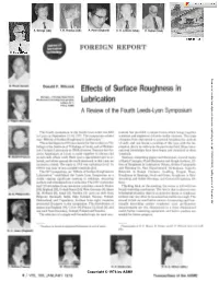 Effects of Surface Roughness in Lubrication