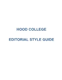 Hood College Editorial Style Guide