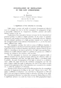 Investigation of Refraction in the Low Atmosphere