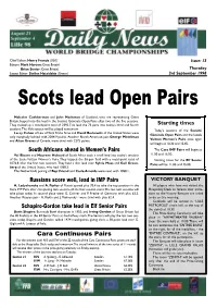 Scots Lead Open Pairs