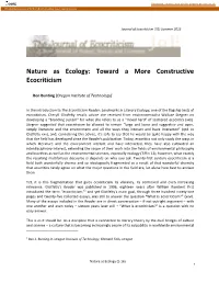 Nature As Ecology: Toward a More Constructive Ecocriticism