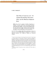Of Options Backdating, Derivative Suits, and the Business Judgment Rule