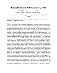 Robotic Fabrication of Stone Assembly Details