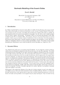 Stochastic Modelling of the Oceanic Eddies