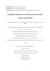 Testing the Independence of Self-Reported Interoceptive Accuracy