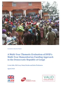 A Multi-Year Thematic Evaluation of DFID's Multi-Year Humanitarian
