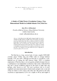 A Study of Tidal Water Circulation Using a Two-Dimensional Model in Jeddah Islamic Port, Red