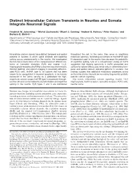 Distinct Intracellular Calcium Transients in Neurites and Somata Integrate Neuronal Signals