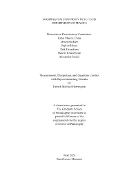 Measurement, Dissipation, and Quantum Control with Superconducting Circuits by Patrick Michael Harrington